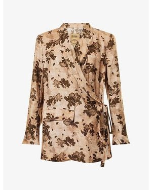 Uma Wang Khloe Floral-Print Woven Jacket - Brown