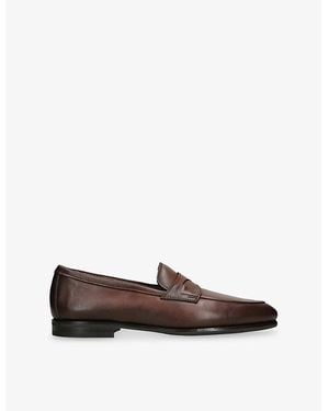 Santoni Carlo Leather Penny Loafers - Brown