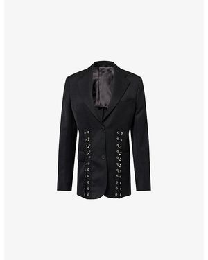 Simone Rocha Grommet Ring-Embellished Wool-Blend Jacket - Black