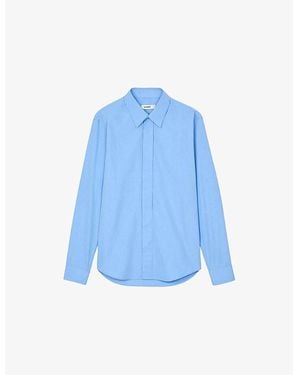Sandro Long-Sleeved Regular-Fit Cotton Shirt - Blue