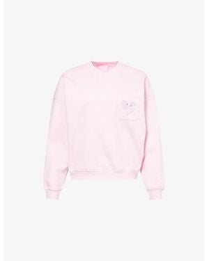 THE NAP CO Ru & Rocka X Heart-Appliqué Cotton-Jersey Sweatshirt - Pink