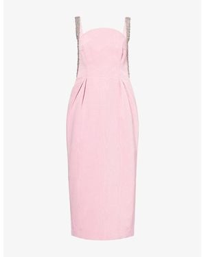 Rebecca Vallance Amaro Diamante-Embellished Crepe Midi Dress - Pink