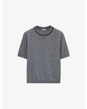 Loewe Logo-Embroidered Wool Jumper - Grey