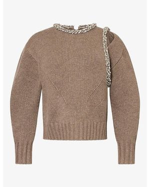 Jonathan Simkhai Monroe Embellished Wool-Cashmere Blend Pullover - Brown