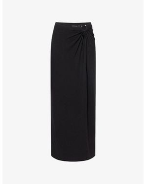 GOOD AMERICAN Ruched Mid-Waist Stretch-Woven Maxi Skirt - Black