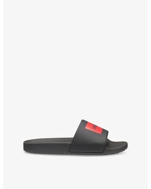 HUGO Logo-Label Slip-On Rubber Slides - Black