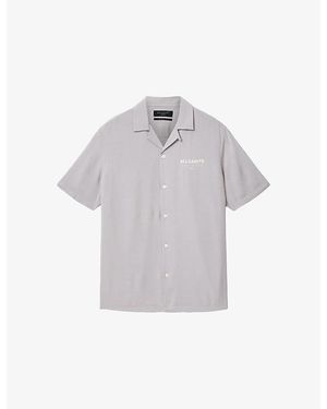AllSaints Underground Logo-Print Relaxed-Fit Woven Shirt - Grey