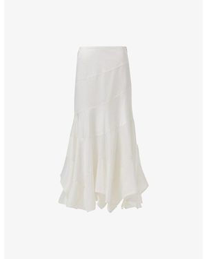 eem Layered Fitted Woven Midi Skirt - White