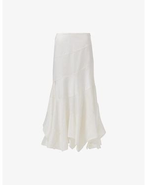 eem Layered Fitted Woven Midi Skirt - White