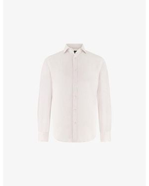 BOGGI Long-Sleeve Regular-Fit Linen Shirt - White
