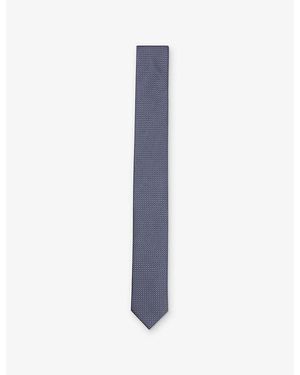 HUGO Geometric-Pattern Silk Tie - Blue