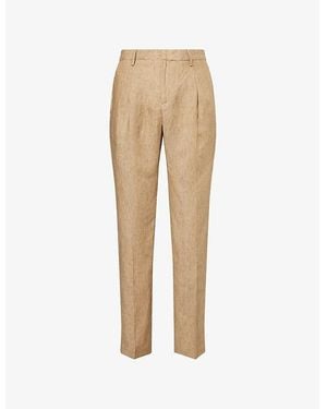 Sunspel Pleated Tailored Linen Pants - Natural
