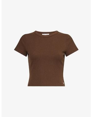 Lounge Underwear Waffle Baby Round-Neck Stretch-Woven T-Shirt - Brown