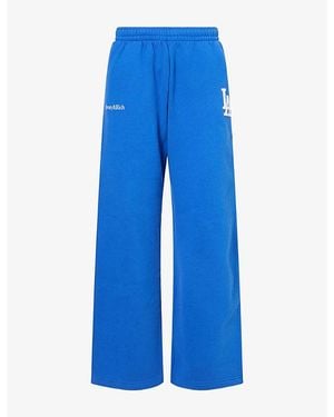 Sporty & Rich La Serif Wide-Leg Cotton Jogging Bottoms - Blue