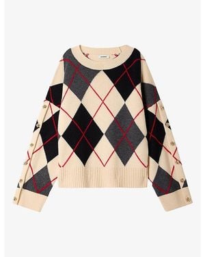 Sandro Argyle Relaxed-Fit Wool And Cashmere Jumper - Black