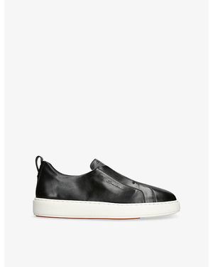Santoni Clean Icon Soft Leather Trainers - Black