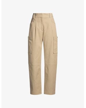 BOSS Patch-Pocket Straight-Leg Mid-Rise Stretch-Cotton Trousers - Natural