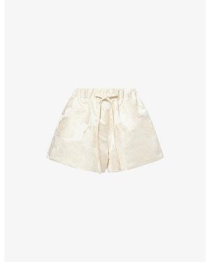 Simone Rocha Rose-Print Jacquard Woven Shorts - White