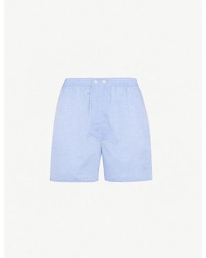 Derek Rose Amalfi Batiste Relaxed-Fit Cotton Woven Boxer Shorts - Blue