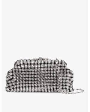 Reiss Adaline Chain-Strap Crystal-Embellished Woven Clutch Bag - Grey