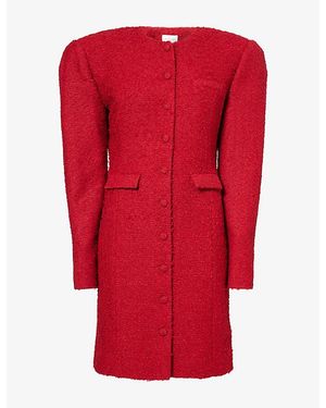 Magda Butrym Padded-Shoulder Bouclé Mini Dress - Red