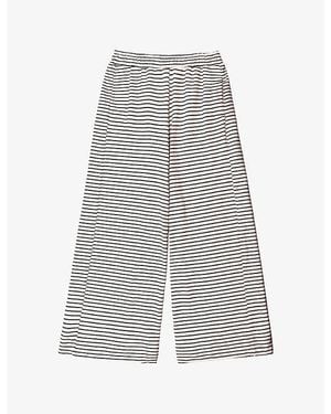 Ro&zo Striped Elasticated-Waist Cotton-Jersey Trousers - Grey