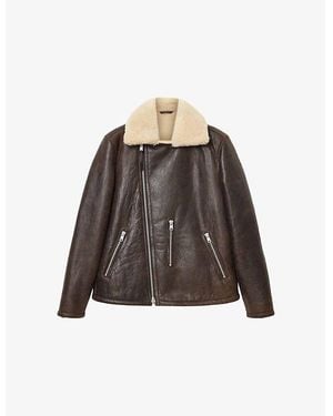 AllSaints Xylon Leather Biker Jacket - Brown
