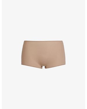Skims High-Rise Stretch-Cotton Boy Shorts Xxl - Natural