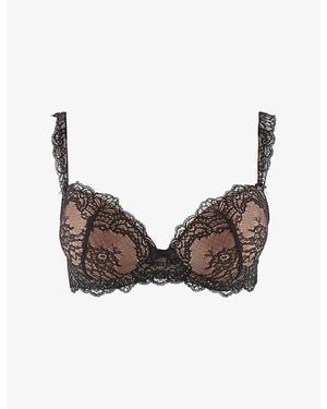 Aubade Danse Moulded Plunge Lace Bra - Black