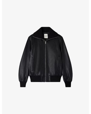 Sandro Zipped Regular-Fit Leather Jacket - Black