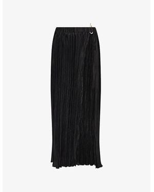 4th & Reckless Daisy Pleated Woven Midi Skirt - Black