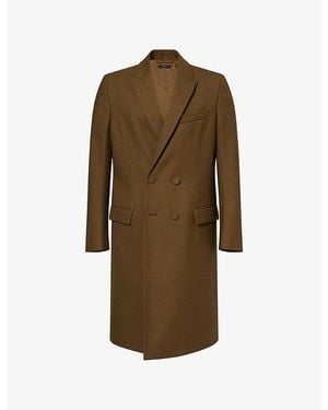 Tom Ford Double-Breasted Longline Wool Coat - Brown
