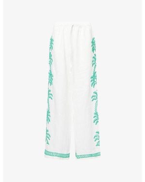 Rails Emmie Embroidered Linen Trousers - Blue