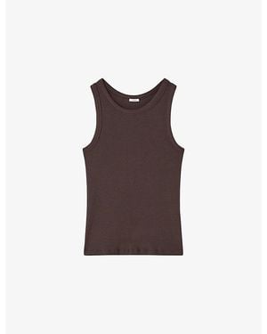 JOSEPH Yeux Ribbed Stretch-Cotton Tank Top - Brown