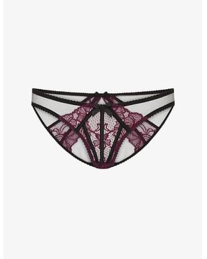 Agent Provocateur Rozlyn Bikini Mesh And Lace Briefs - Purple