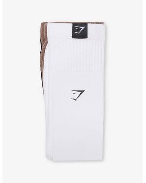 GYMSHARK X Leana Deeb Ribbed Pack Of Three Cotton-Blend Crew Socks - White