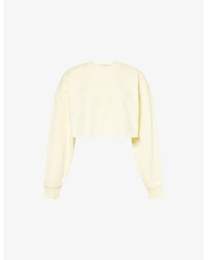 GOOD AMERICAN Terry Cropped Cotton-Jersey Sweatshirt - White