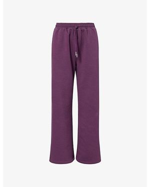 BO+TEE Brand-Embroidery Wide-Leg Cotton-Blend Jogging Bottoms - Purple