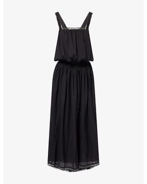 Dissh Rosin Lace-Trim Cotton Maxi Dress - Black