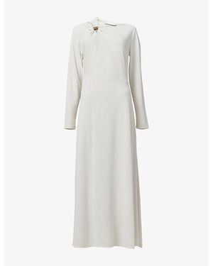 eem Hammered-Detail Slim-Fit Stretch-Jersey Maxi Dress - White
