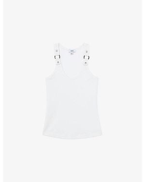 Reiss Hardware-Detail Slim-Fit Stretch-Cotton Vest Top - White