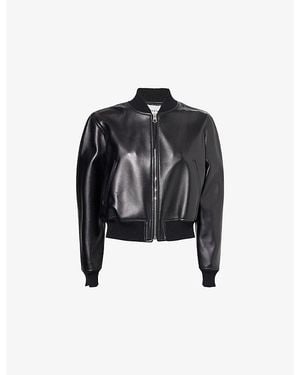Givenchy Cropped Leather Bomber Jacket - Black