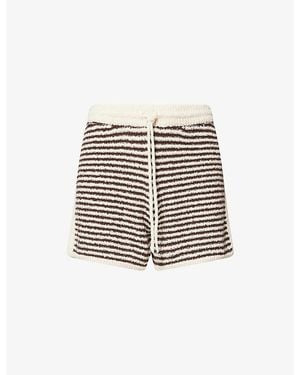 ME+EM Drawstring-Waist Striped Cotton-Knit Shorts - White