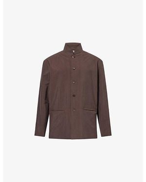 Umit Benan Julian Camp-Collar Silk-Blend Jacket - Brown