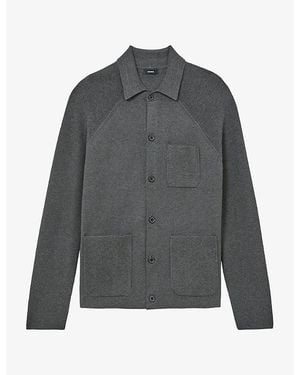 Reiss Fitzwilliam Button-Through Knitted Cardigan - Grey