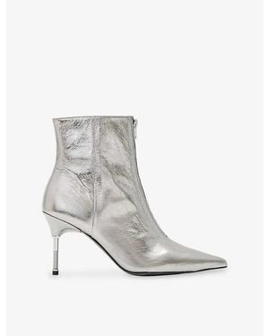 AllSaints Natasha Heeled Leather Ankle Boots - Grey