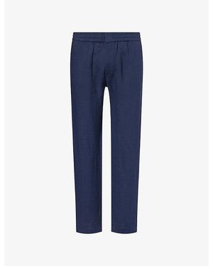 Sunspel Drawstring Tapered-Leg Linen Pants - Blue