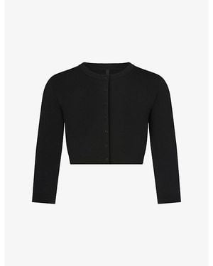 Skims Refined Knit Cropped Knitted Cardigan - Black
