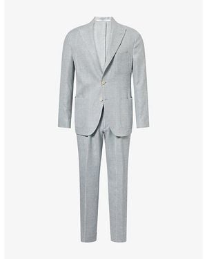 Eleventy Soft Linen-Silk Drawstring Trouser Suit - Grey