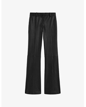 JOSEPH Tafira Flared-Leg Leather Trousers - Black